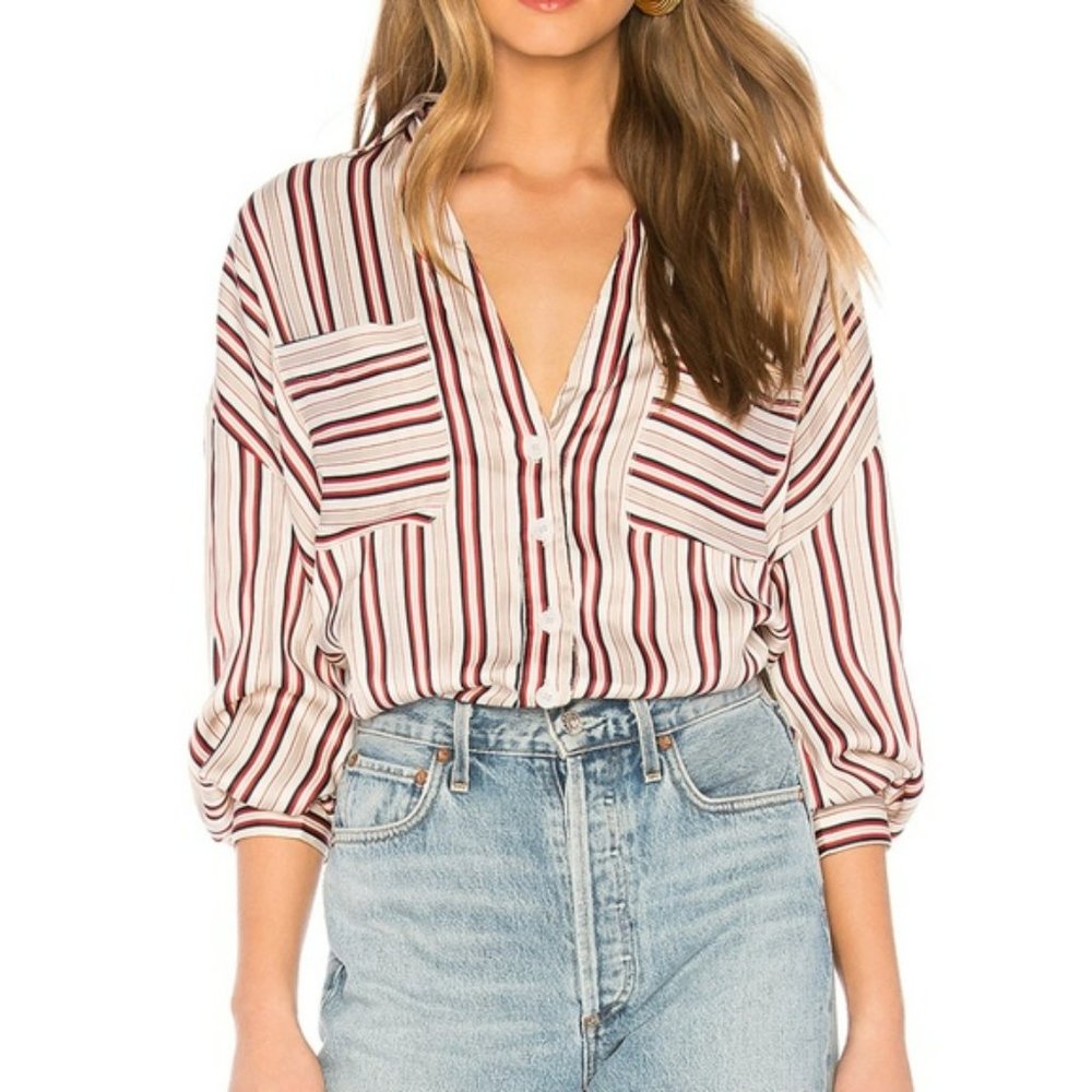 Free people Mad About You Buttondown Striped Top Size XS